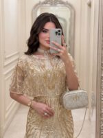 فستان تور بيج شك من الخرز و الترتر